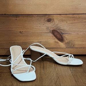 Urban Outfitters White Strappy-Tie Heels - Size 10